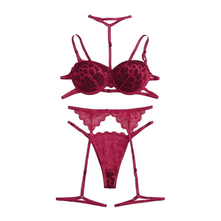 

Pedort Lingerie Women s Bra and High Waisted Panty Set 2 Piece Lingerie Set Lace ( M)