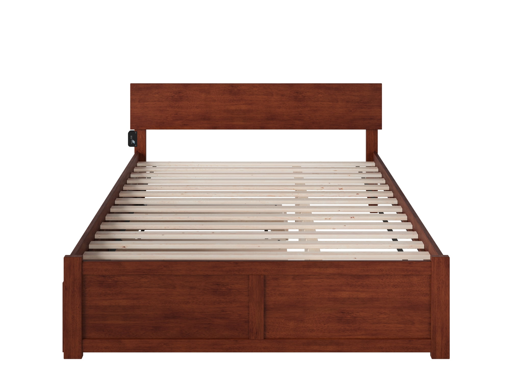 AFI Orlando Queen Wood Platform Bed with Headboard Footboard & Twin XL Trundle, Walnut