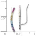 thumbnail image 4 of Sterling Silver Rhodium-Plated Colorful Cz Ear Climbers (20.3 X 1.96) Made In China qe14453, 4 of 5
