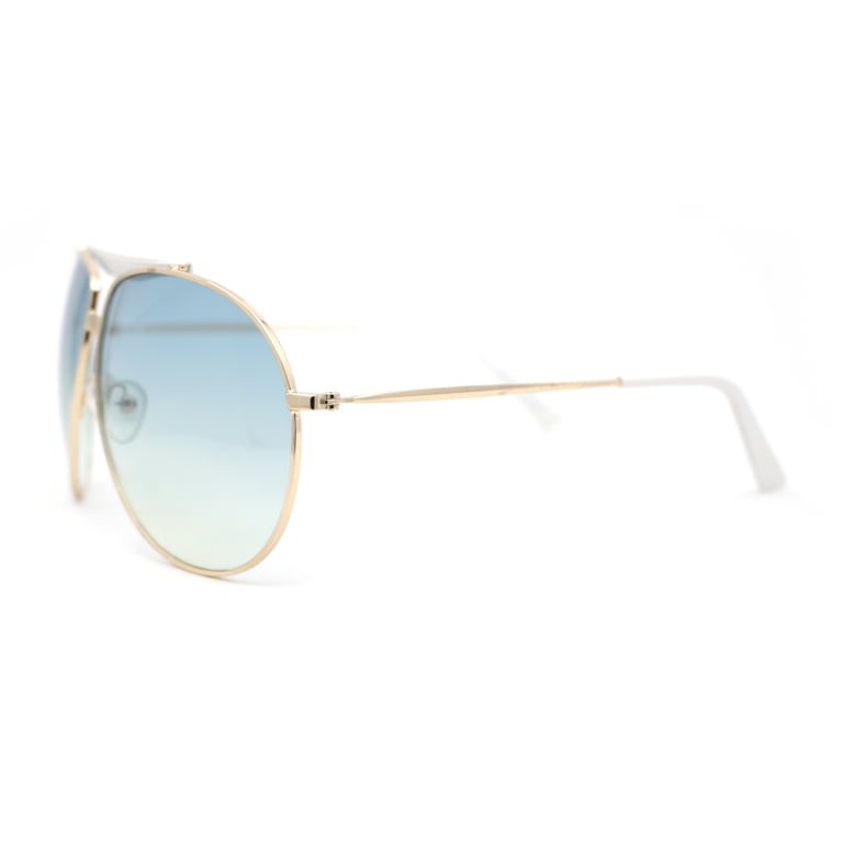 Retro Double Bridge Oversized Aviator Metal Rim Sunglasses  display picture 2