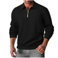 thumbnail image 3 of UVEASISHA Mens Quarter Zip Pullover Regular Fit Lightweight Knit Sweatshirts Fall Long Sleeve Lapel Sweater Tops Soft Casual Knitted Sweaters Back to College Sale Black XXL, 3 of 10