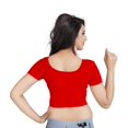 thumbnail image 5 of Crazybachat Red Short-Sleeve Crop Top in Stretchable Cotton Lycra., 5 of 5