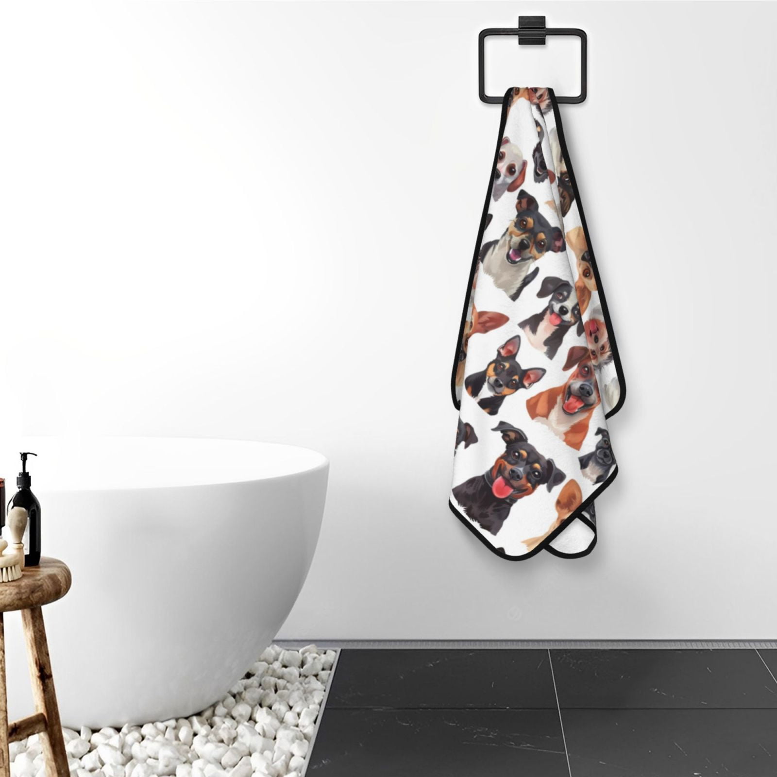 Cotton Bath Towels for Bathroom - Happy Dog Faces Collage Microfiber Quick Dry Towels for Body Bath Sheets, Personalized Beach Towel, Soft Shower Towels for Travel Home Beach 27*55in