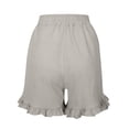 thumbnail image 5 of Bxsruta Women's Cotton Linen A Line Short Skirt with Pockets Elastic Waist Ruffle Hem Casual, 5 of 8