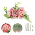 thumbnail image 3 of Unique Bargains 1 Pc Women's Convenient Simulated Flowers Side Comb for Parties Pink Polyester Fabric Iron, 3 of 4