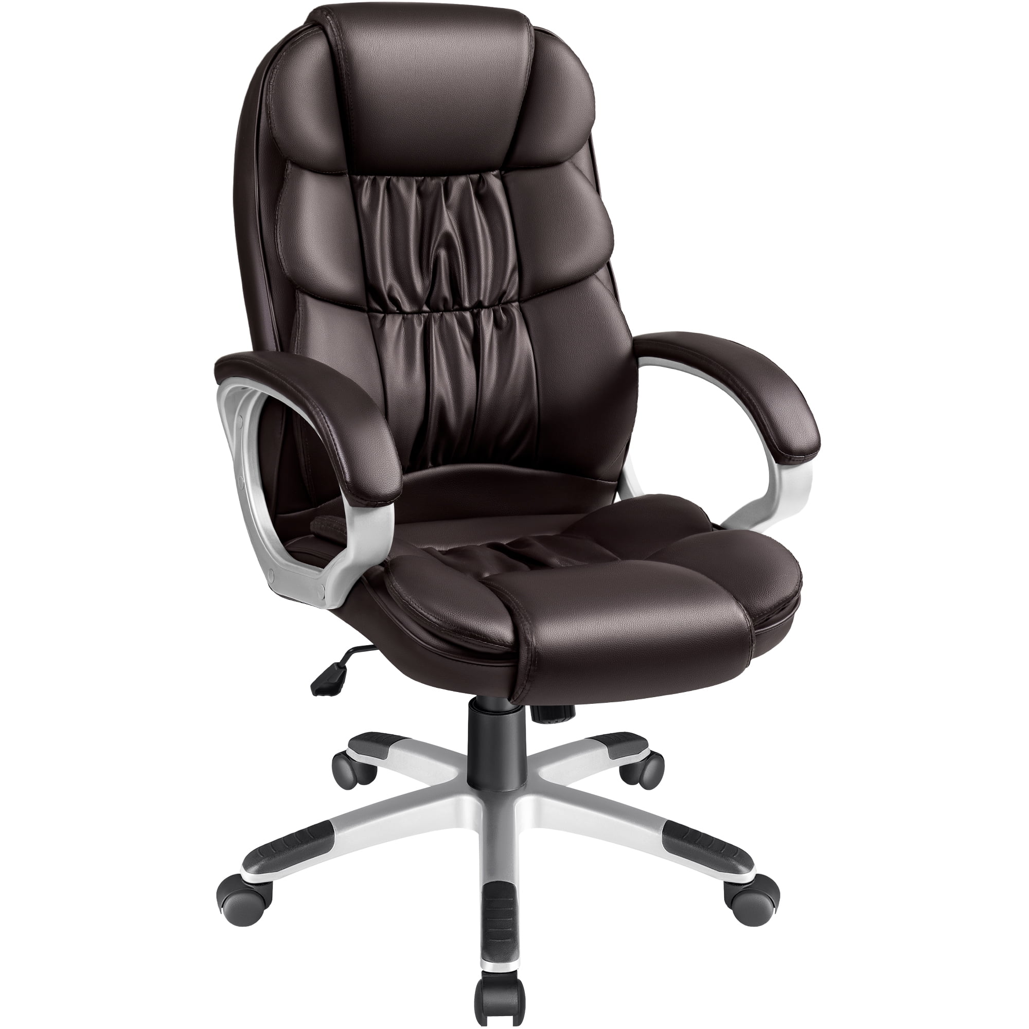 Vineego Office Chair High Back Computer Chair Ergonomic Desk Chair, PU Leather Adjustable Height Modern Executive Swivel Task Chair,Brown
