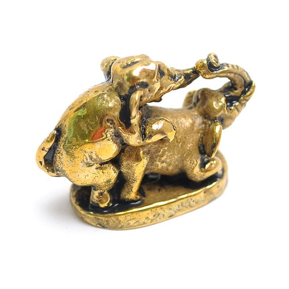 Vietguild's Couple Elephant Amulet Statue Bronze Figurine Statue Amulet