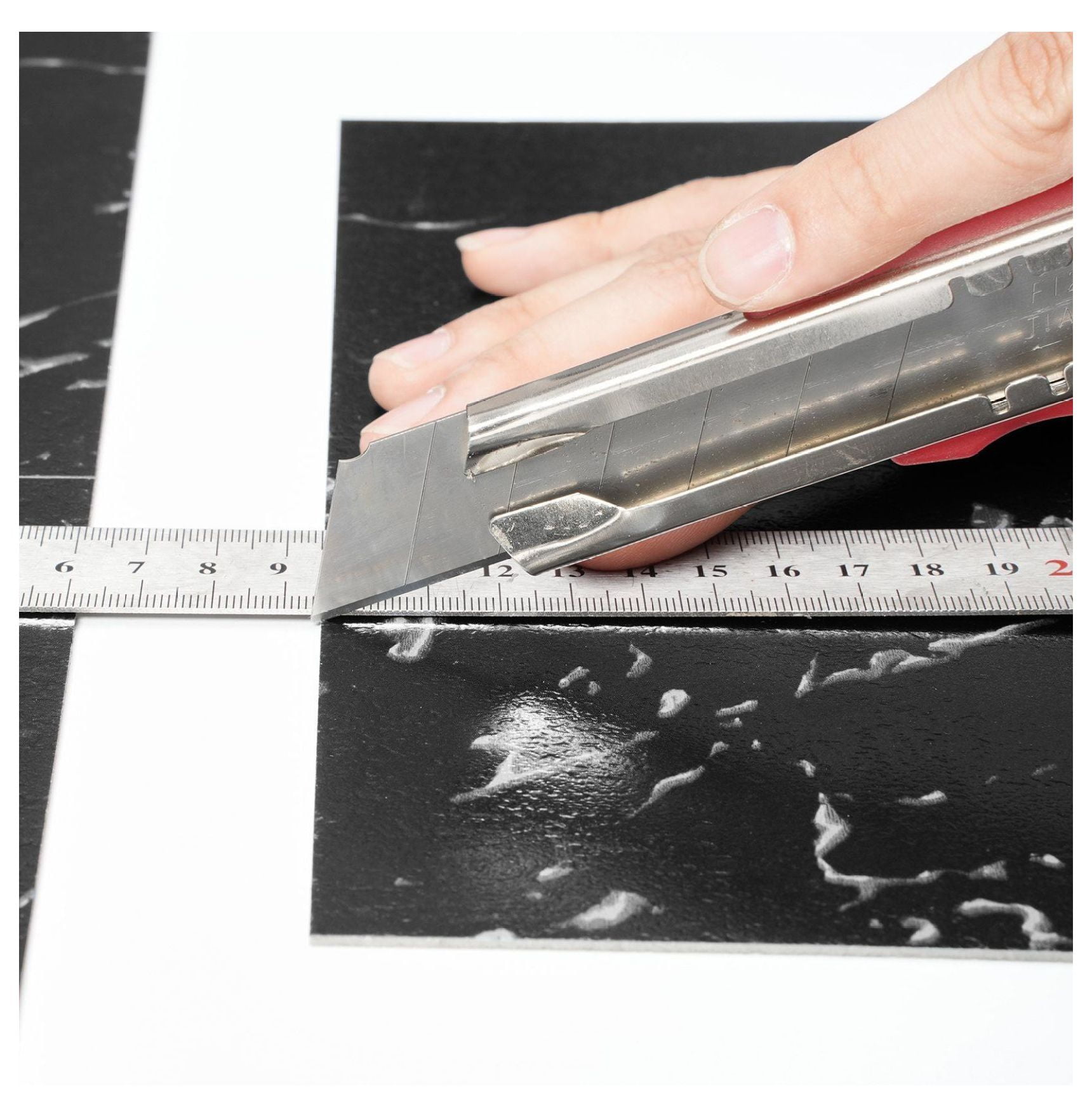 Peel and Stick Floor Tiles 12x12, 50 Pack Black Marble Vinyl Flooring, 1.5mm Thick Self Adhesive Tiles for Kitchen, Bathroom, Bedroom DIY Home Decor