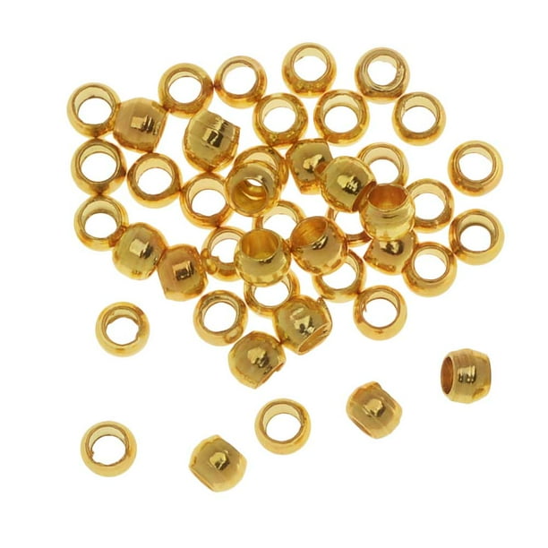 Crimp Beads, Barrel 2.5x1.5mm, 50 Pieces, Gold Plated