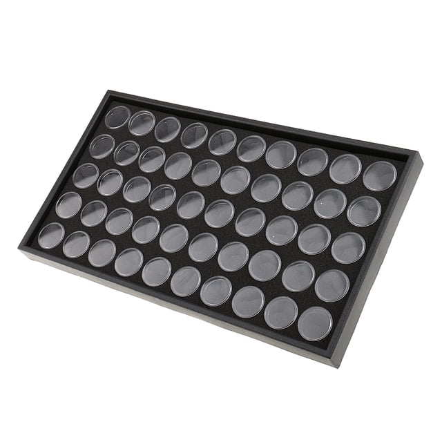 Caja de almacenamiento de accesorios para uñas Zulema 50 ranuras de plástico negro 37x20x1 cm