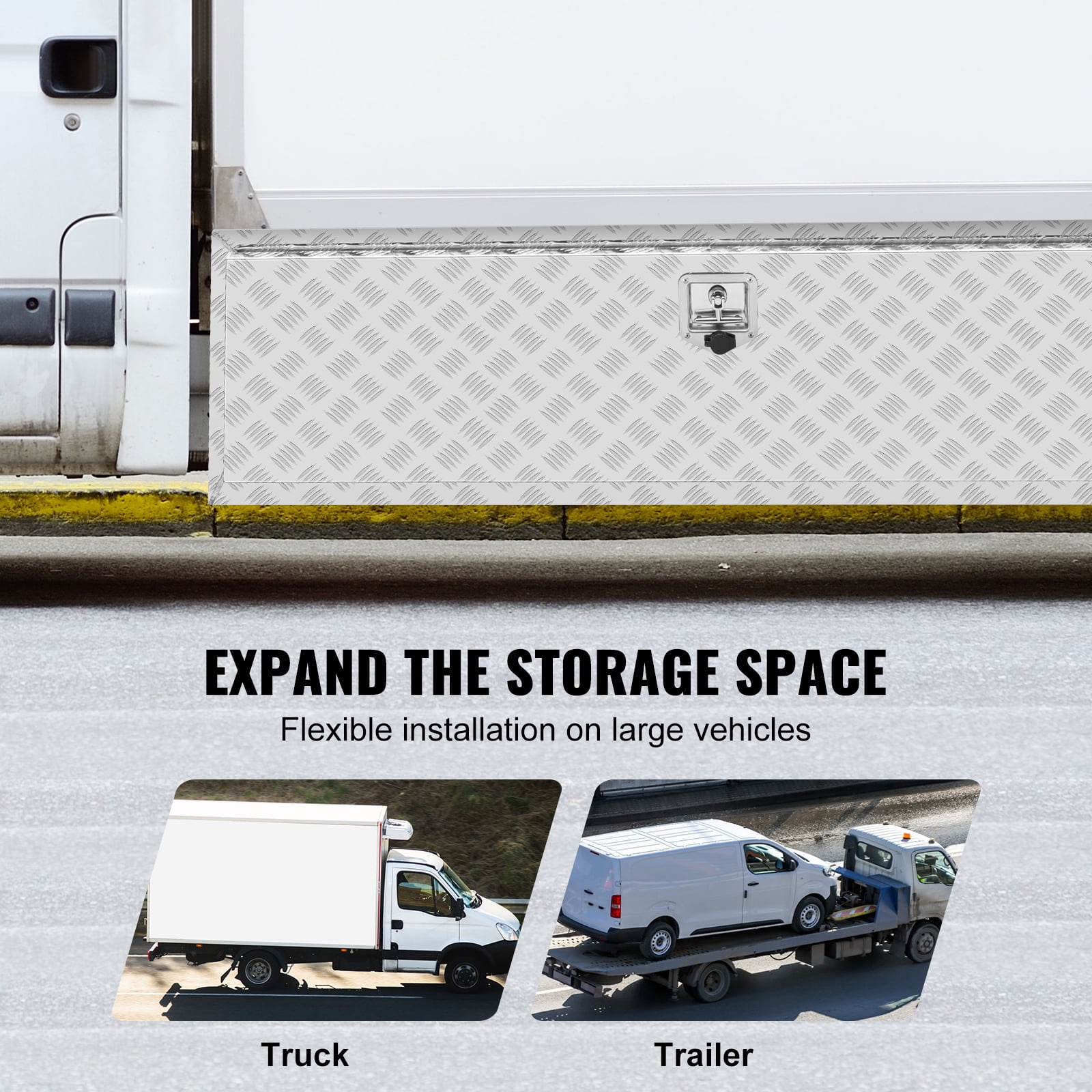 SKYSHALO Underbody Aluminum Truck Tool Box 60" x 17" x 18" Trailer RV Tool Storage