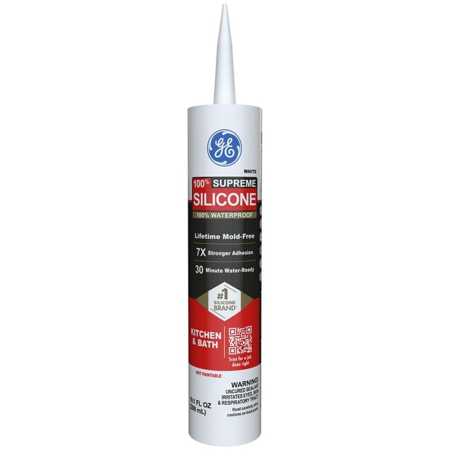 Sellador de silicona GE Supreme para cocina y baño, 300 ml, color blanco