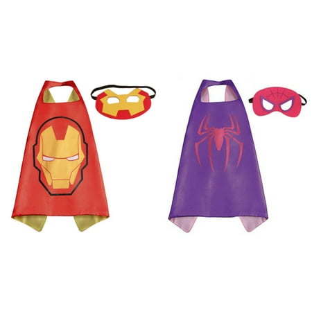Ironman & Spidergirl Costumes - 2 Capes, 2 Masks with Gift Box by