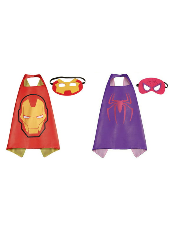 Ironman & Spidergirl Costumes - 2 Capes, 2 Masks with Gift Box by Superheroes