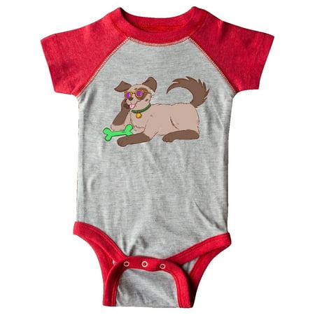 

Inktastic Summer Dog in Glasses with Green Bone Gift Baby Boy or Baby Girl Bodysuit