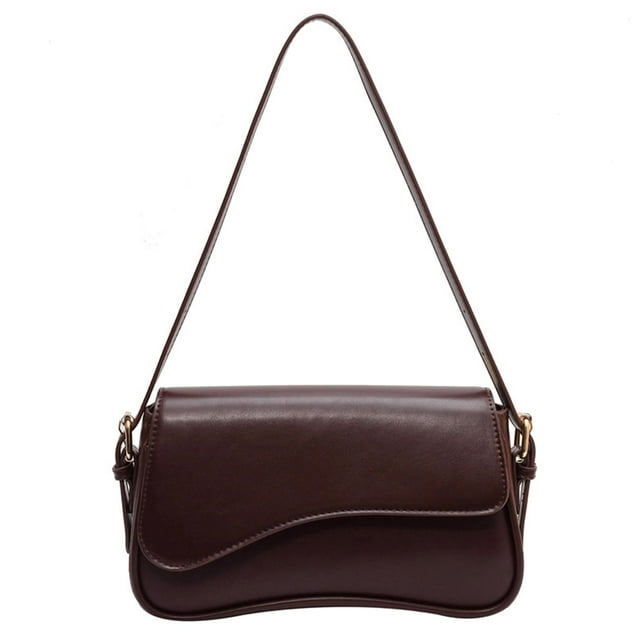 Bolso de hombro Amszke Y2K Trendy Monedero de cuero vegano café