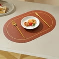 thumbnail image 1 of Mantel individual ovalado para mesa de comedor, tapete de mesa de PU, protector de mesa, mantel individual de cuero PU, tapete de mesa de cocina para marrón, 1 of 8
