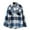 Blue, variant on IROINNID Women's Shacket Jacket Turndown Lapel Plaid Long Sleeve Loose Casual Brushed Top Pocket Single Breasted Check Woolen Jacket, Black