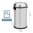 thumbnail image 3 of HELLONE 65 Liter Commercial Swing Top Trash Can, Large Metal Trash Can, Heavy Duty Brushed Stainless Steel Garbage Can, for Home Office Kitchen Outdoor, Round, 3 of 8