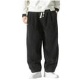 thumbnail image 2 of Leesechin Men's Loose Fit High Waist Corduroy Wide Leg Pants Casual Pants with Pockets, 2 of 4