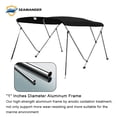thumbnail image 4 of Seamander 3 Bow Bimini Top Boat Cover with Rear Support Pole and Storage Boot, 46" Height,Black, 4 of 5