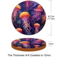 thumbnail image 3 of Jellyfish 6PCS Round Microfiber Leather Coasters Set, 11x11 cm/4.3x4.3 in, Drink Mats for Table and Absorption, Stylish Beverage Coasters for Home and Office Décor, 3 of 6