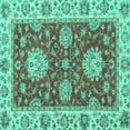 thumbnail image 1 of Ahgly Company Machine Washable Indoor Square Oriental Turquoise Blue Traditional Area Rugs, 7' Square, 1 of 4
