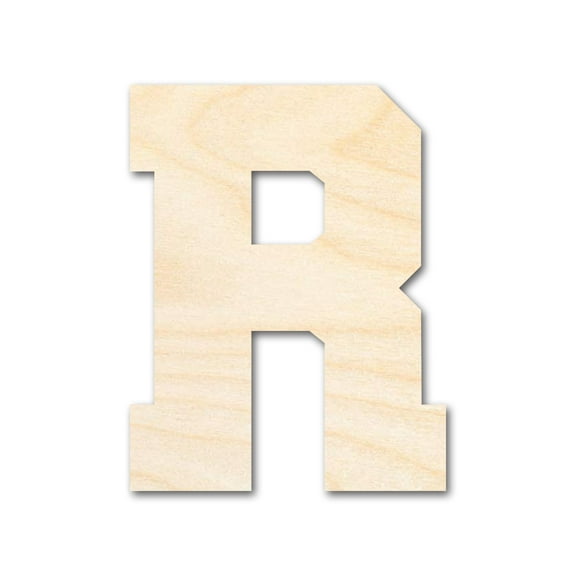 Unfinished Wood Varsity Team Font - R Shape 5" / 1/4"
