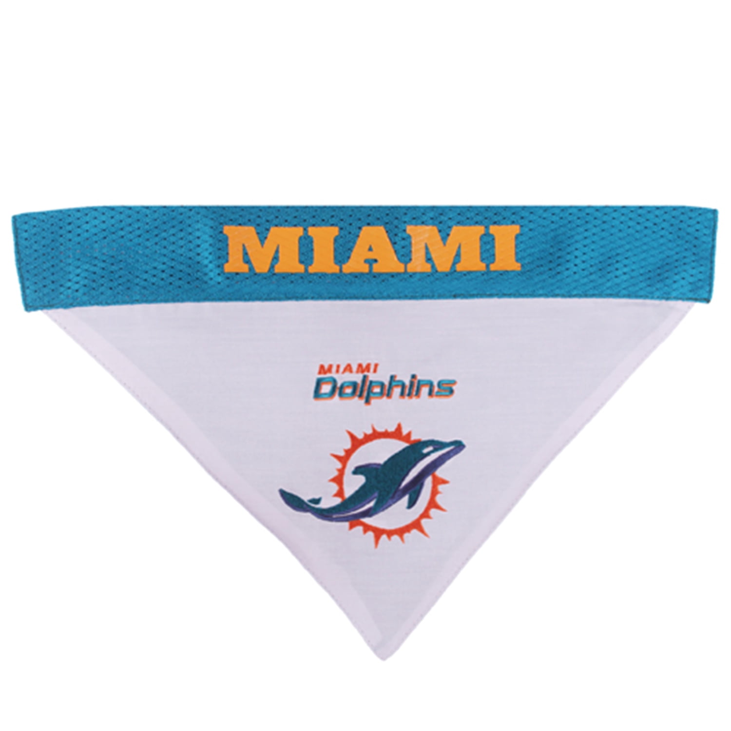 Pets First Nfl Miami Dolphins Reversible Bandana Licensed, Reversible Pet Bandana - 2 Sided Bandana