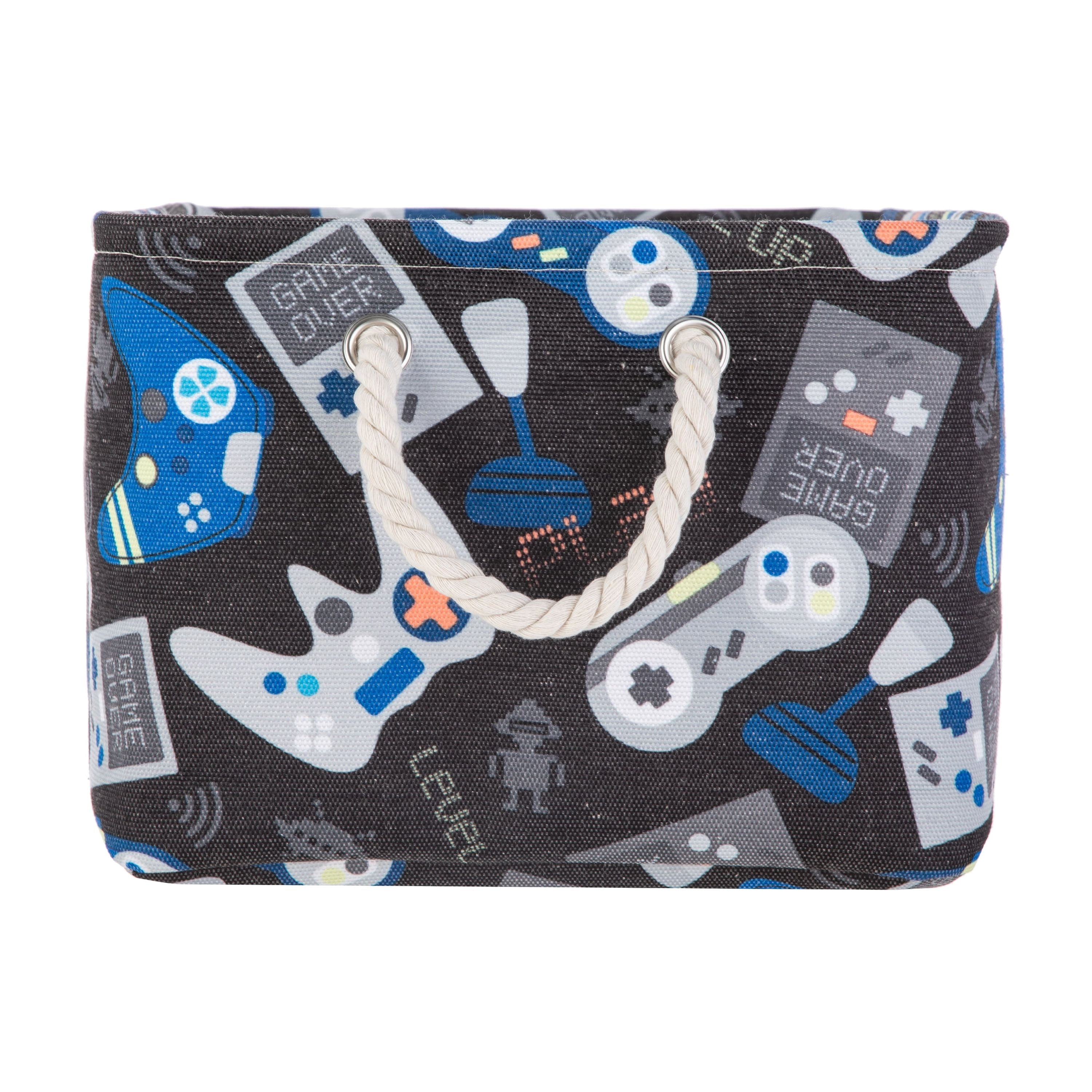 Your Zone Kids Gamer Canvas Storage Basket with Handles, 15 in x 11 in x 7.8 in