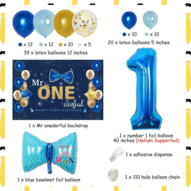 Boys 1st Birthday Decoration Mr. Onederful Birthday Party Supplies 1st  Happy Birthday Backdrop Photography Background with Balloons for Baby  Toddler