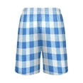 thumbnail image 3 of Men's Pajama Shorts Bottoms with Pockets Soft Lightweight Lounge Sleep Wear Blue Gingham Checker Pattern, 3 of 6