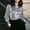 Gray, variant on Womens Emerald Green Satin Blouse Dressy Long Sleeve Button Down Shirt,Size 2XL