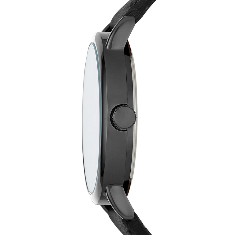 George Men's Gunmetal Tone Case Black Easy Read Dial Faux Leather