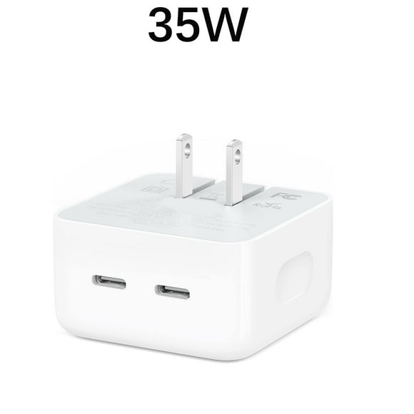 Dual Type C Cable Power Adapter PD 35W Mobile Phone Fast Charging Head Phone Quick Charger for iPhone Samsung Charger Head US white