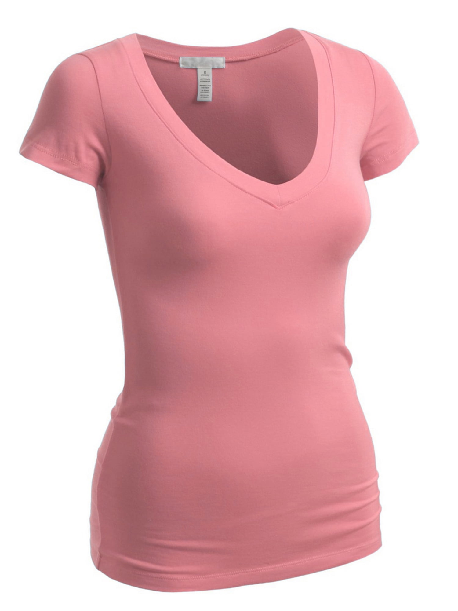 Emmalise Women's Plain Short Sleeve T-Shirt V-Neck Top Junior & Plus ...
