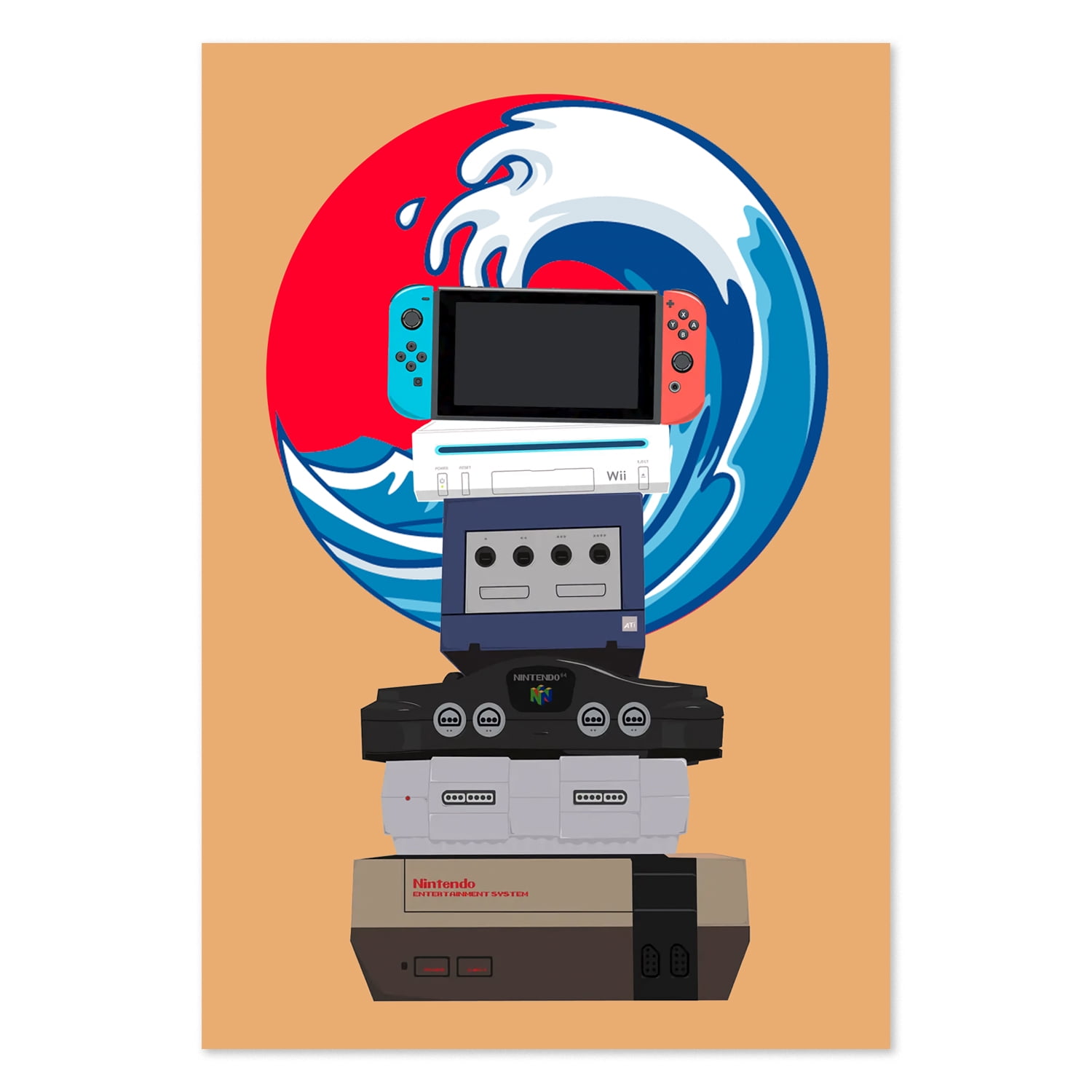 Video Consoles Poster | Switch Evolution Generations | Wall Art, Collection and Gamer Room Decor… 16x24 Walmart.com