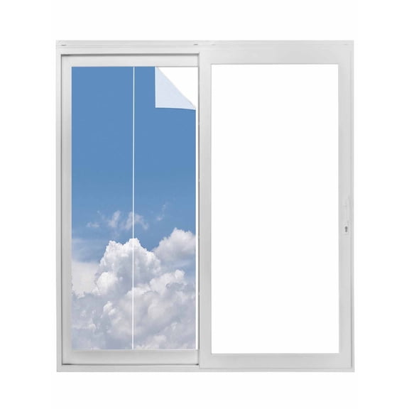 Clouds Window Privacy Film, Blue White Sky Natural Landscape Static Cling UV Sun Blocking Tint Film Heat Control Windows Films for Bedroom Bathroom, Window Stickers 29.5"x78.7"
