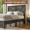 thumbnail image 3 of VanAcc Queen Size Platform Bed Frame with Wood Grain Headboard, Farmhouse Bed Frame with Storage/No Box Spring Needed/Noisy Free/Easy Assembly/Grey, 3 of 8