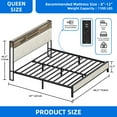 thumbnail image 6 of Dextrus Queen Bed Frame with Power Outlets, Platform Bed Frame with Upholstered Headboard & Footboard, Open Storage, Sturdy Slats, No Box Spring Needed, Beige, 6 of 8