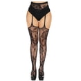 thumbnail image 2 of Qertyioot Collants Mode Leggings Unis Pantalons Dentelle Grande Taille Bas Résille Bas en Filet, 2 of 3