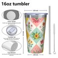 thumbnail image 4 of 16oz Tumblers Pioneer Flower Floral Print Pattern Stainless Steel Vacuum Insulated Double Wall Travel Tumbler Cups Mug with Lid and Straw,Cleaning Brush for Coffee,Tea, 4 of 4