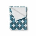 thumbnail image 2 of Blue and White Soft Flannel Fleece Throw Blanket, Mosaic Design Checkered Rhombuses Grid Gingham Plaid Pattern, Cozy Plush for Indoor and Outdoor Use, 50" x 60", Slate Blue White, by Ambesonne, 2 of 6