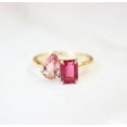 thumbnail image 2 of Pink Sapphire and Ruby Engagement Ring, Two Stone Ring, Pear and Emerald cut Pink Sapphire Ring, Art Deco gift, 2 of 4