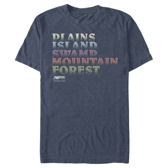 Men's Magic: The Gathering Land Card Text Graphic Tee Navy Blue Heather Large
