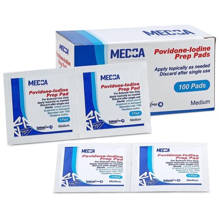 MEDca Iodine Prep Solution Pads 9.9 Fluid Ounces (100 Count (Pack of 1)