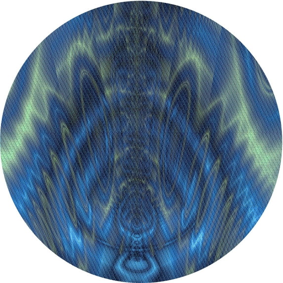 Ahgly Company Machine Washable Indoor Round Transitional Blue Ivy Blue Area Rugs, 5' Round