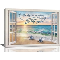 Beach Bathroom Decor Wall Art Ocean Sea Turtle Paintings Artwork for Walls Ocean Theme Decor Pictures Prints Modern Framed Decorations for Bedroom Bathroom Kitchen Home Decor 12"x16"