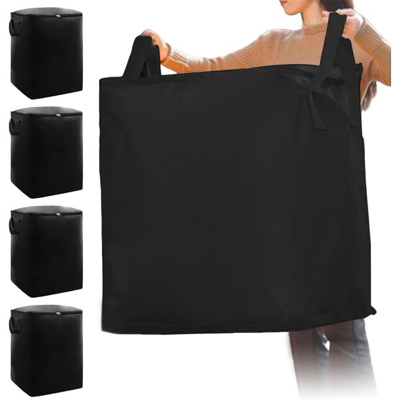 Benustra Moving Bags 240L,4 Pack Extra Large Storage Tote with Zippers & Carrying Handles,Waterproof Foldable Duffle Bag for Clothes Comforters Travel Camp,Black