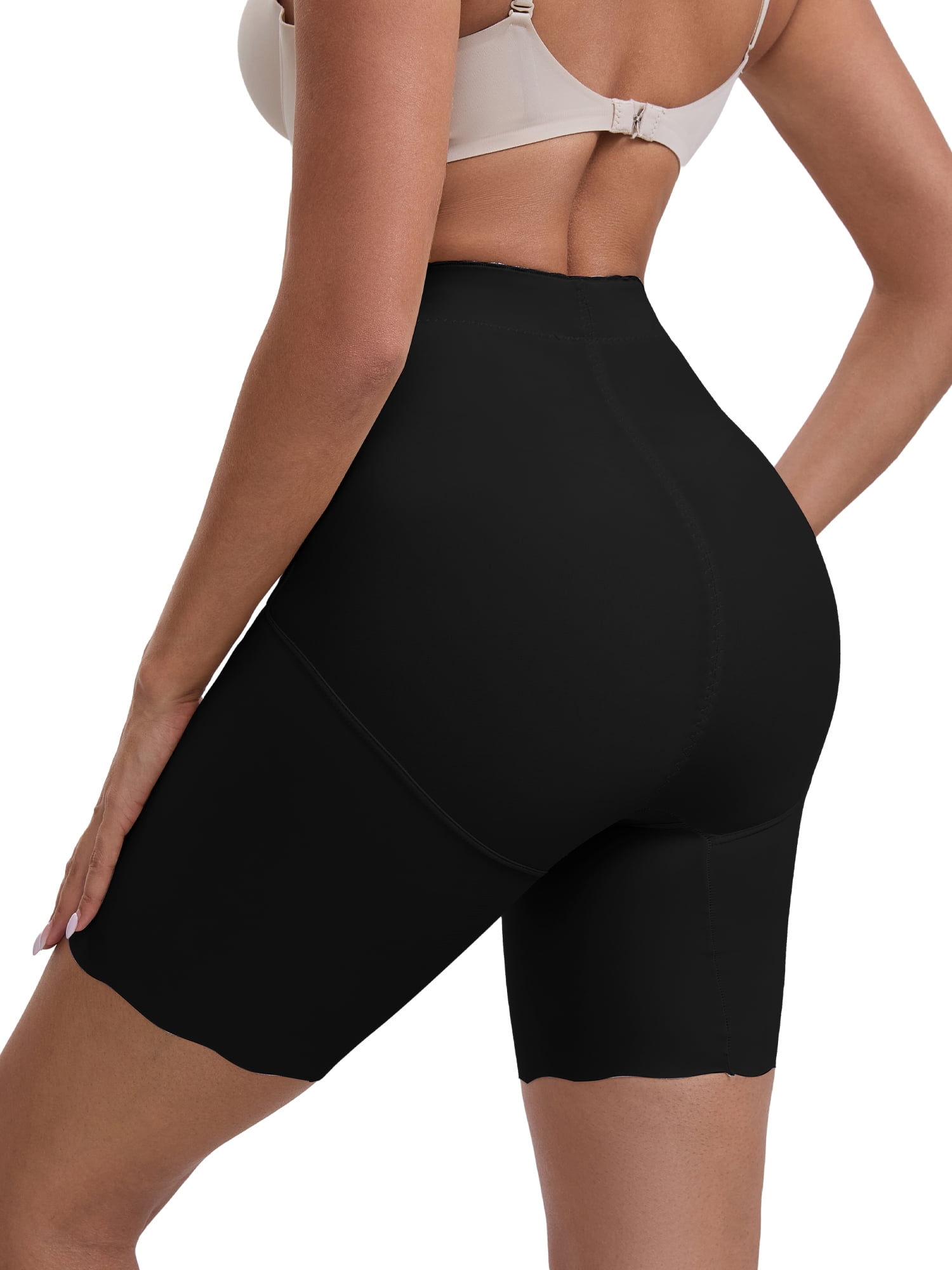 DARING DIVA Women's High Rise Tummy Control Ice Silk Seamless Boyshorts M Black